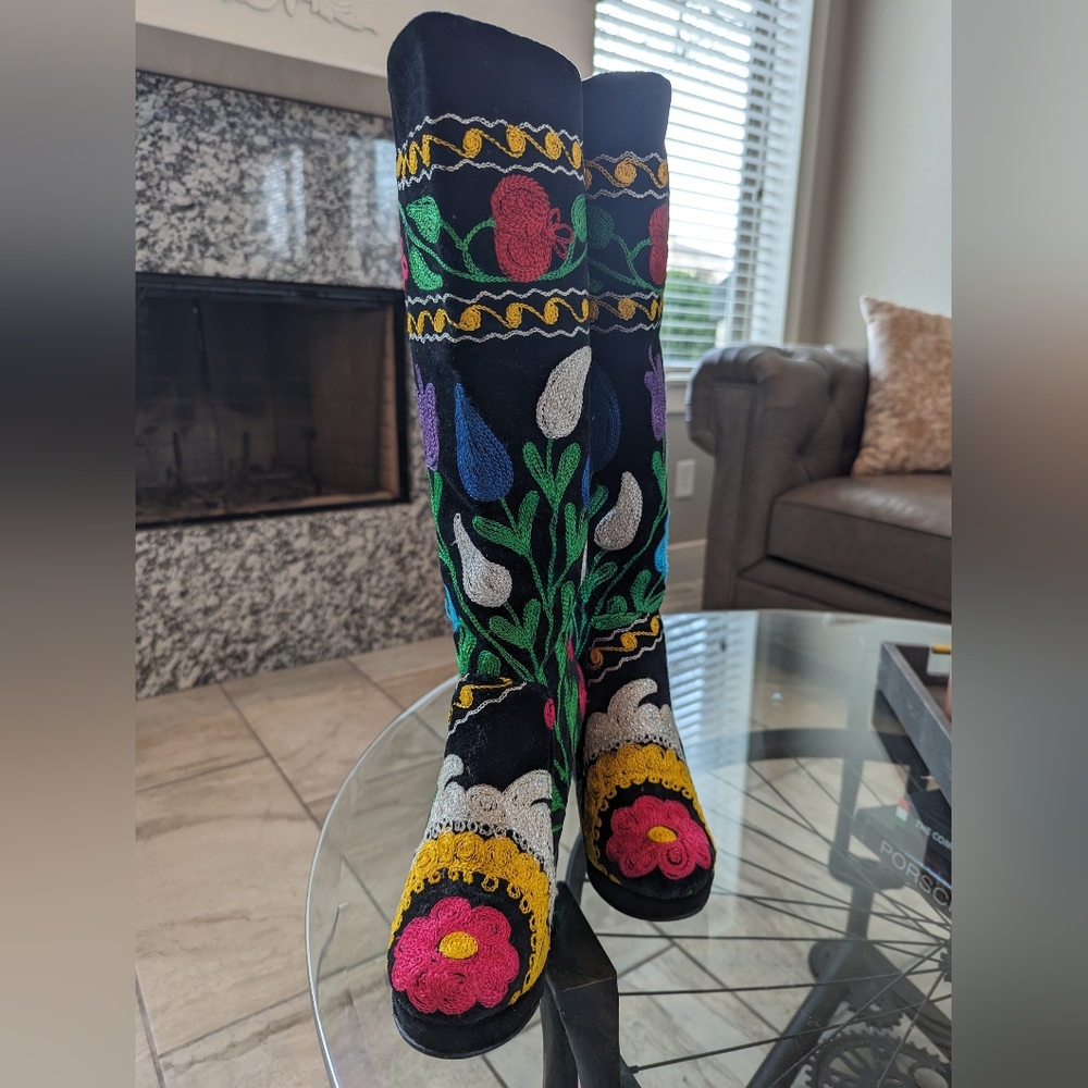Rockwell Tharp Velvet Embroidered Boots - Picture 3 of 7